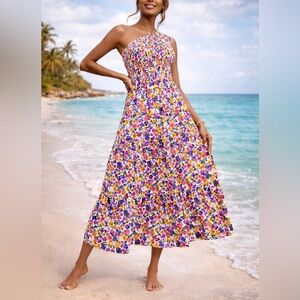 New Without Tags Floral One Sleeve Maxi Dress